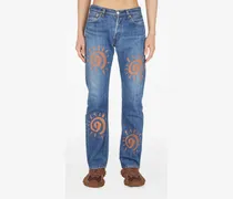 Jeans mit grafischem Print - Blau