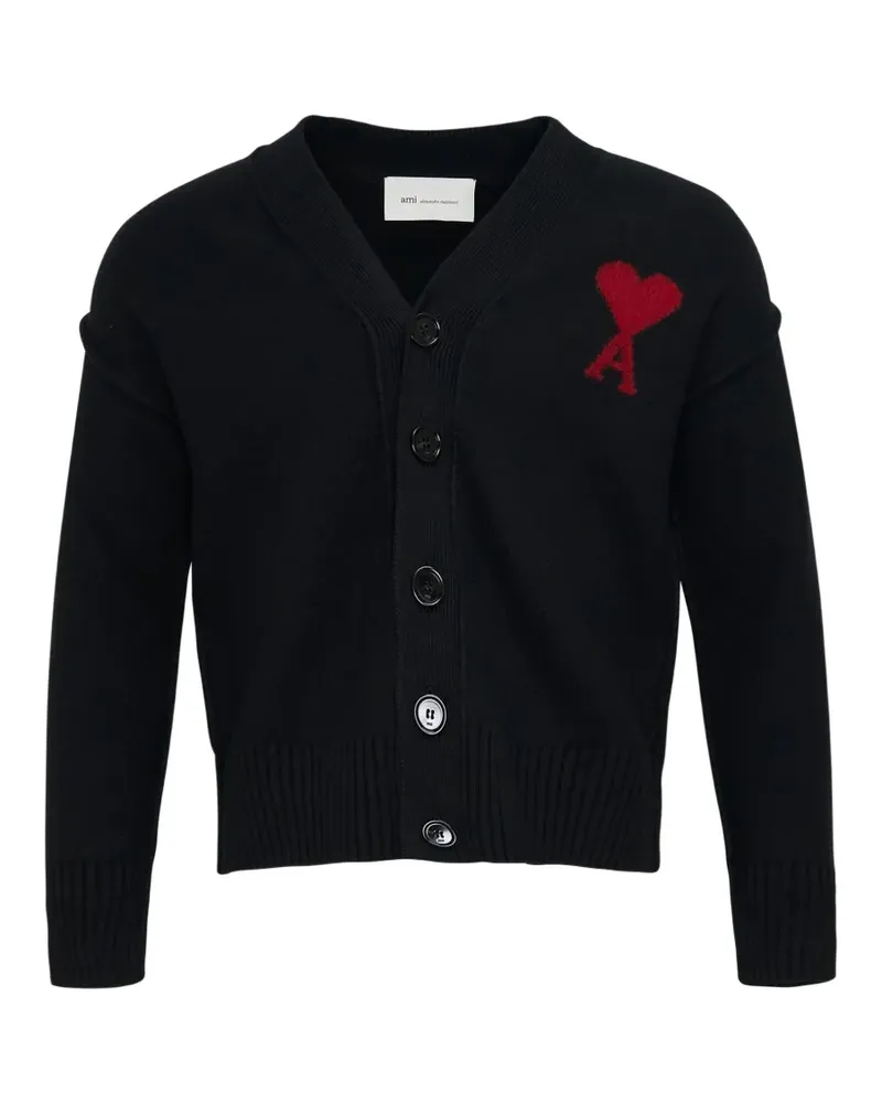 AMI Paris Cardigan mit Ami de Coeur-Motiv - Schwarz Schwarz