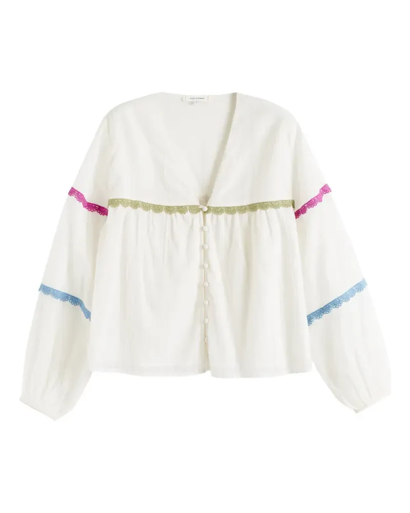 Chinti & Parker Rainbow Bluse mit Wellensaum - Weiß Weiß