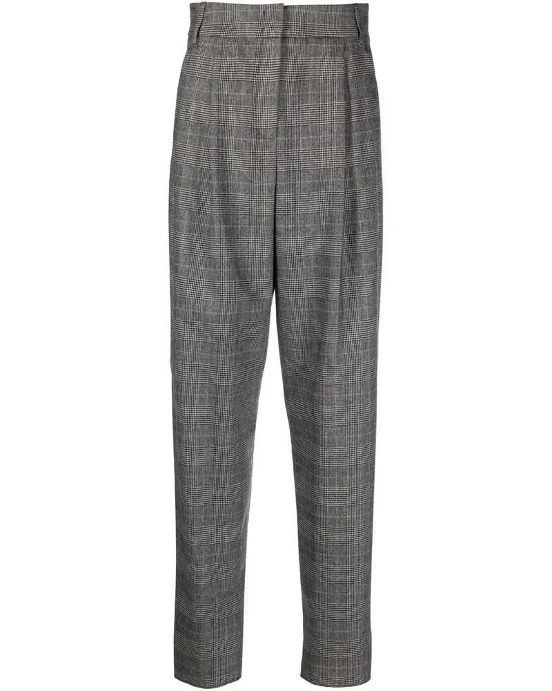 Emporio Armani Karierte Hose mit hohem Bund - Schwarz Schwarz
