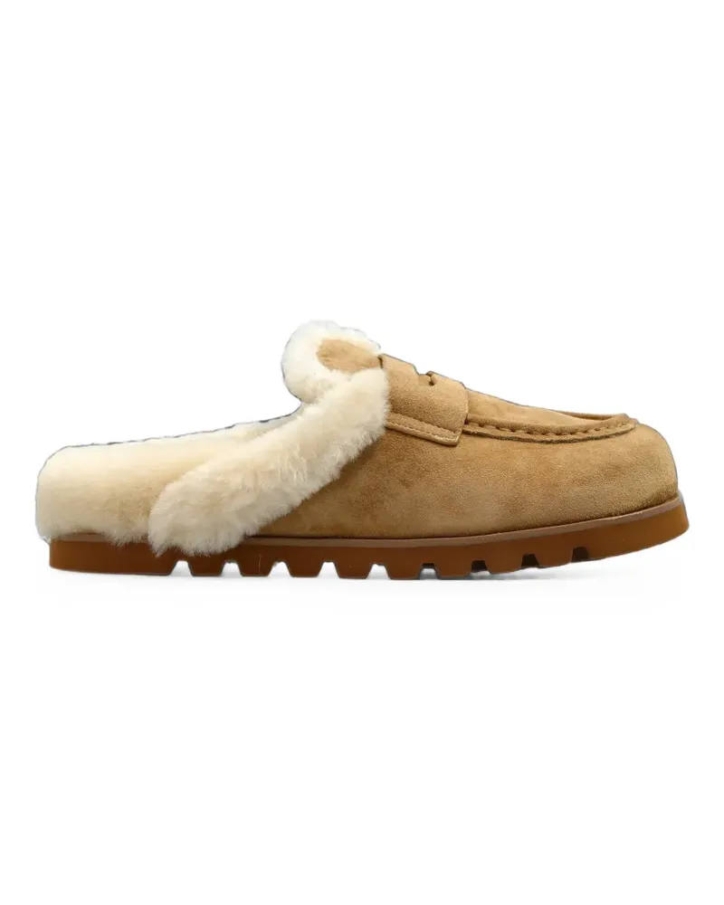 Naked Wolfe Corded shearling-lined mules - Nude Nude