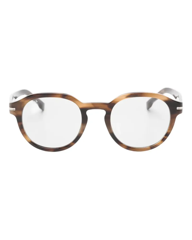HUGO BOSS tortoiseshell-effect round-frame sunglasses - Braun Braun