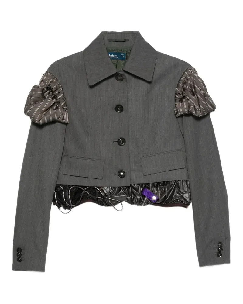 kolor ruffled-detail cropped jacket - Grau Grau