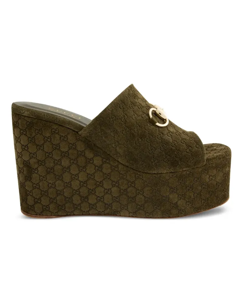 Gucci Horsebit GG Sandalen aus Canvas - Grün Grün