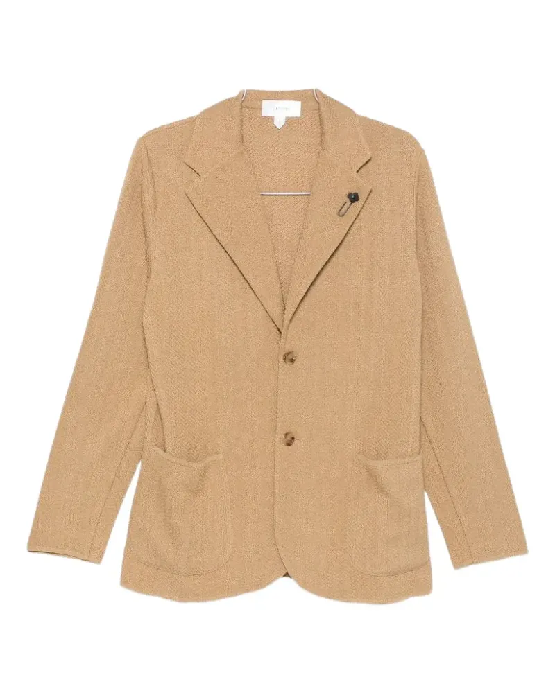 LARDINI chevron-knit flower-pin jacket - Gelb Gelb
