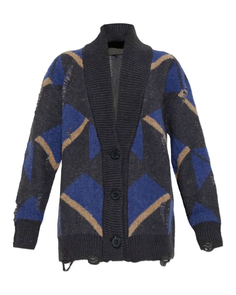 AKEP geometric-pattern distressed cardigan - Grau Grau