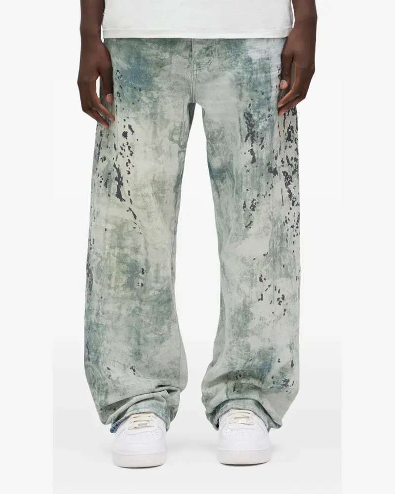 PURPLE BRAND P018 Worn Jeans mit Camouflage-Print - Blau Blau