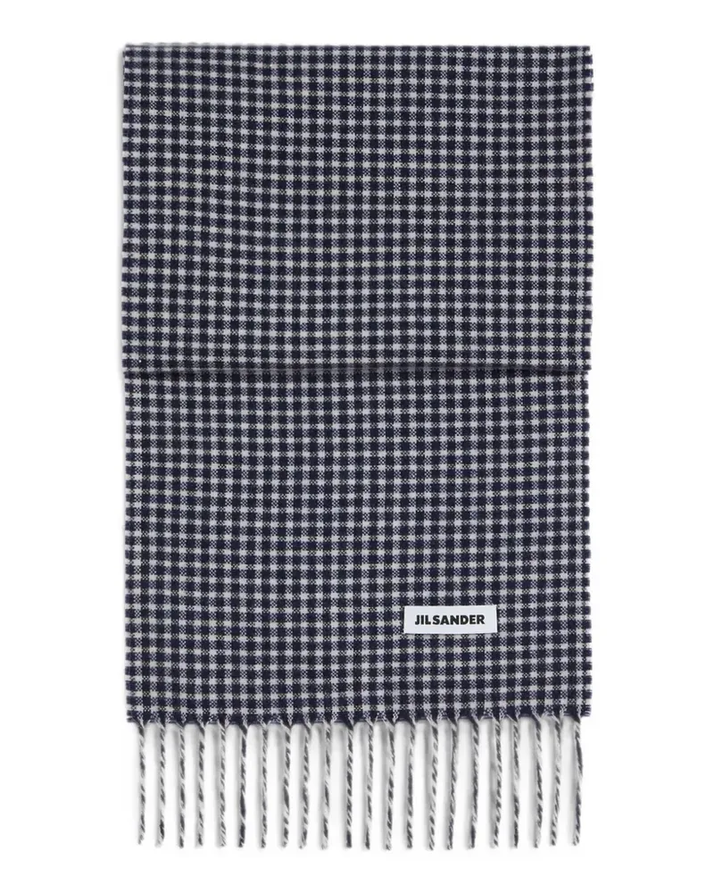 Jil Sander micro-checkered handknit scarf - Blau Blau