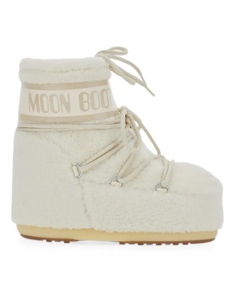 Moon Boot Icon Low shearling-effect boots - Nude Nude