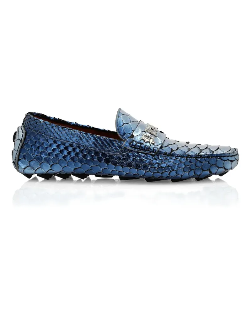 Philipp Plein metallic python-leather loafers - Blau Blau