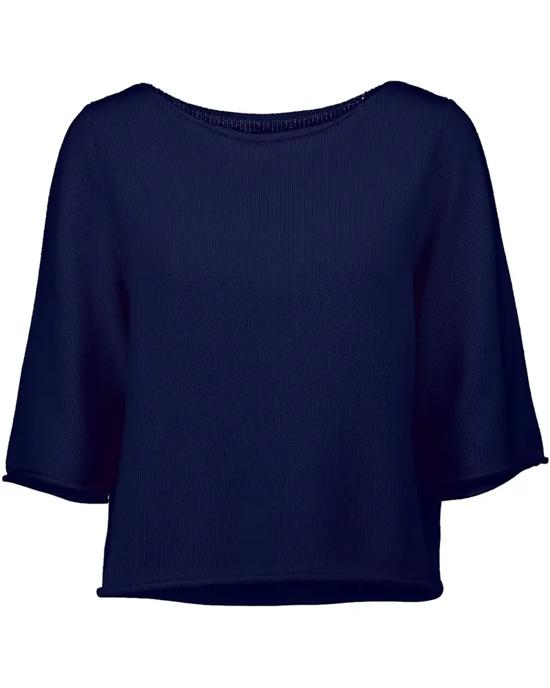 ALLUDE Pullover mit Schlitzkragen - Blau Blau