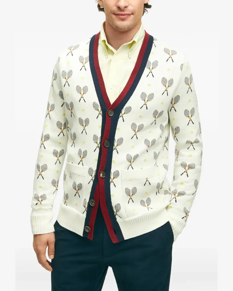 Brooks Brothers Jacquard-Cardigan mit Schlägern - Nude Nude