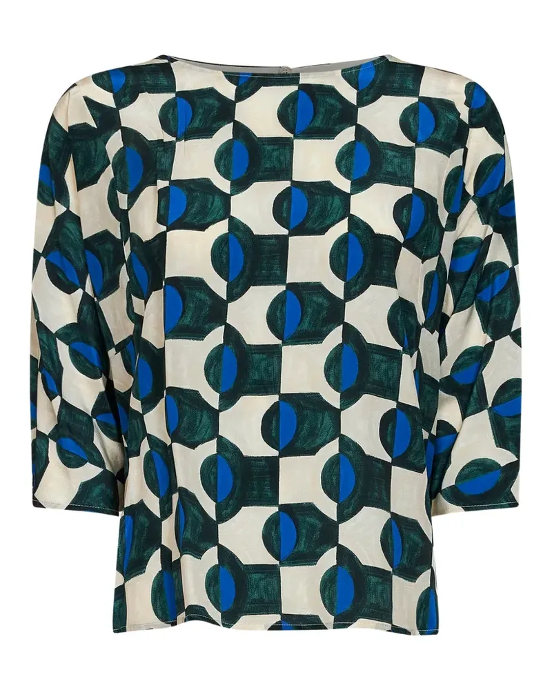 Max Mara geometric-print bow-detail blouse - Nude Nude