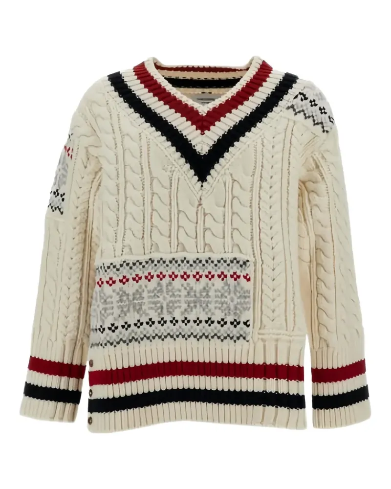 Thom Browne Fair Isle Pullover aus Merinowolle - Nude Nude
