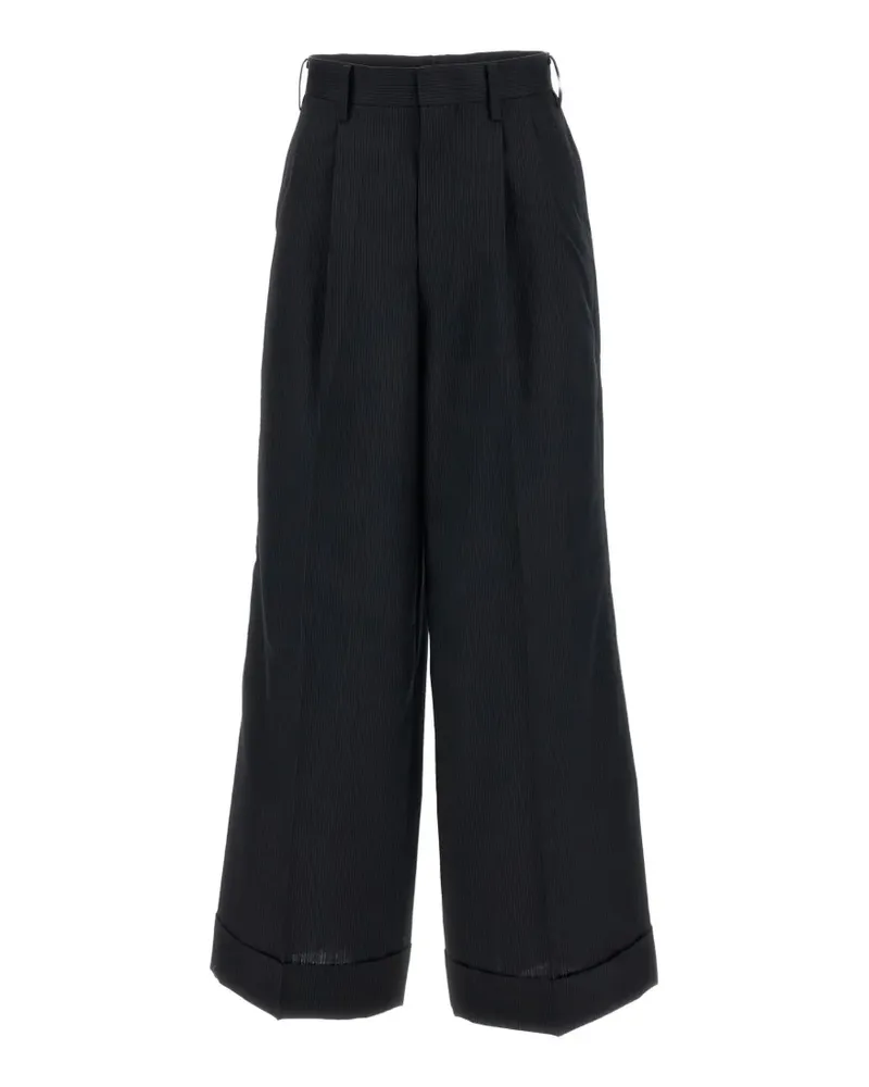 Junya Watanabe pinstripe-pattern pleated trousers - Schwarz Schwarz