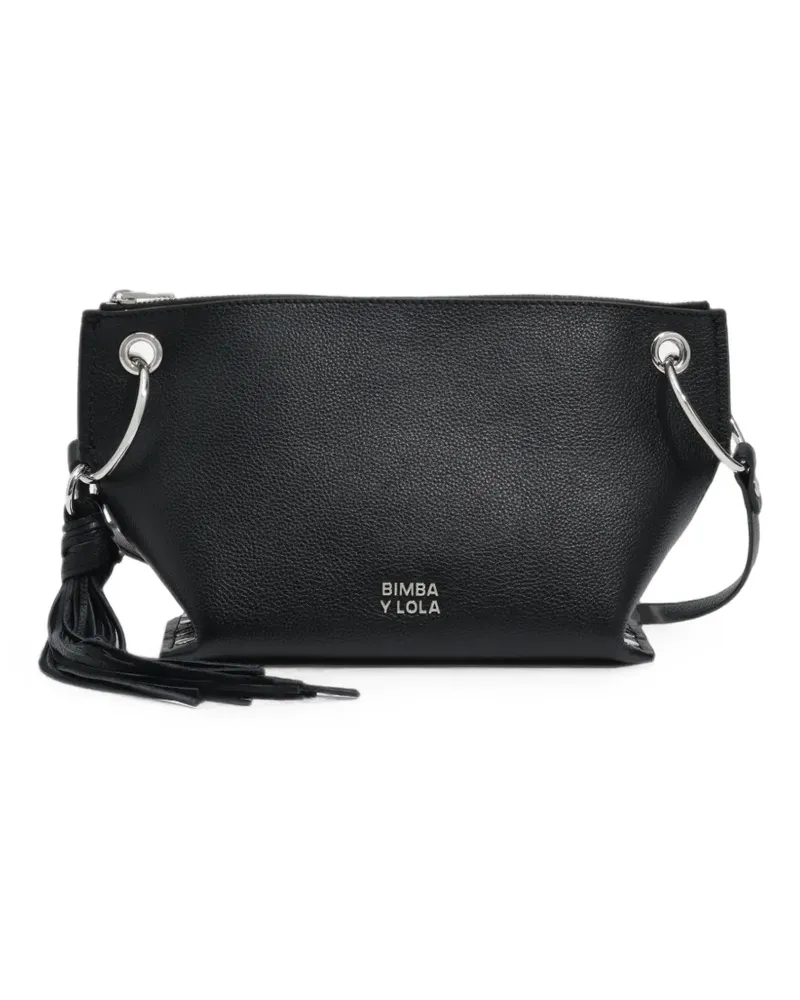 BIMBA Y LOLA Mittelgroße Trapecio Tasche aus schwarzem Leder Schwarz
