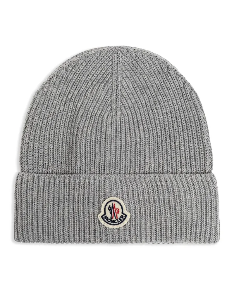 Moncler Beanie mit Logo-Patch - Grau Grau