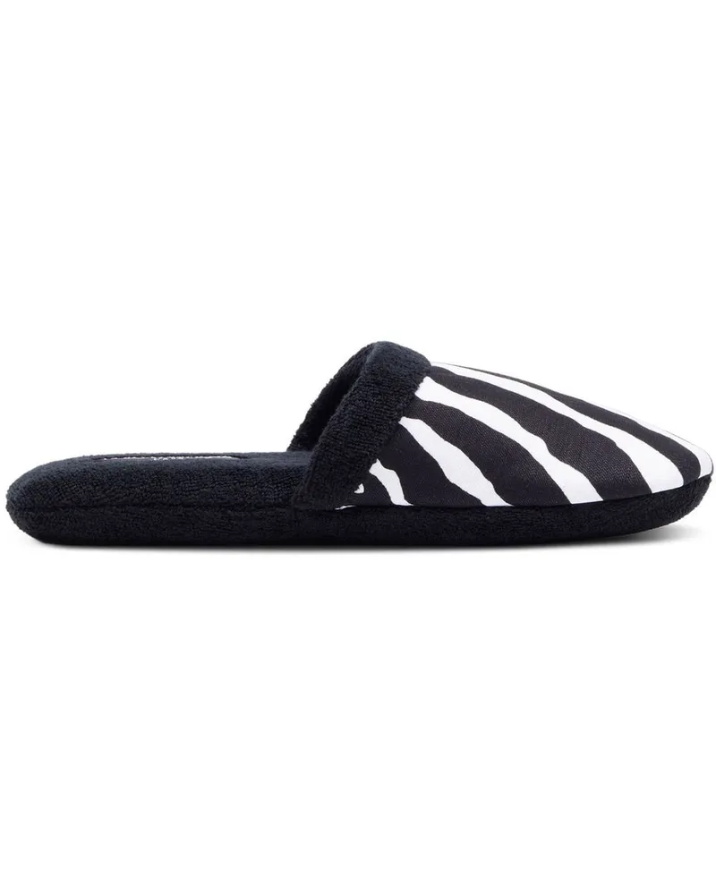 Dolce & Gabbana Slipper aus Frottee mit Zebra-Print Schwarz