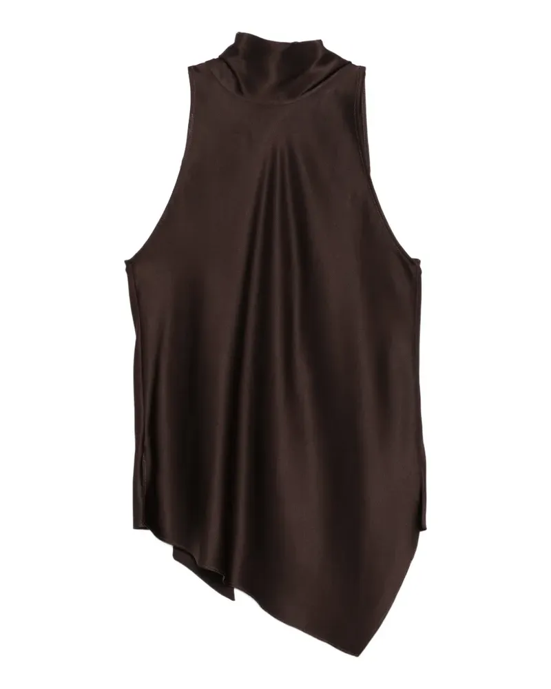 Brunello Cucinelli asymmetric-hem silk top - Braun Braun