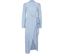 Drapiertes Kleid mit Ketten-Print - Blau