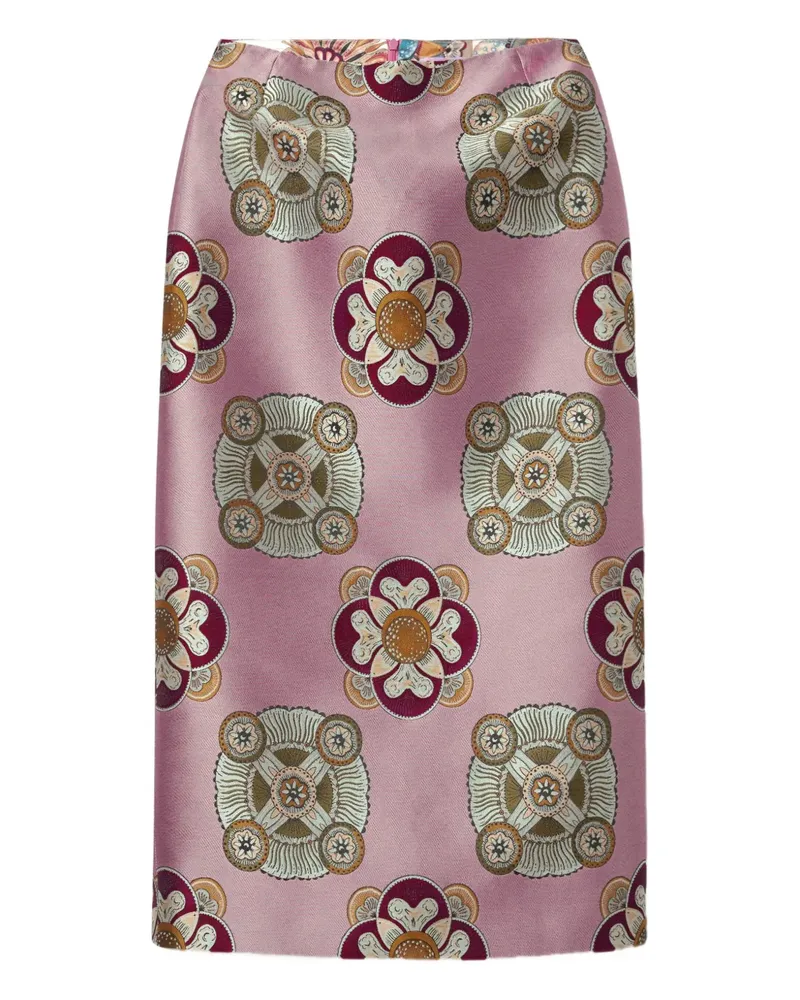 La DoubleJ Bleistiftrock mit Blumen-Print - Rosa Rosa
