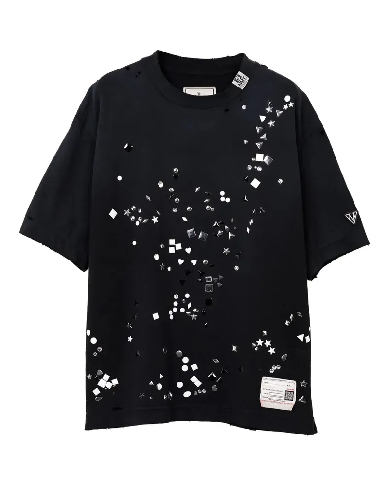 MIHARAYASUHIRO Verziertes Distressed-T-Shirt - Schwarz Schwarz