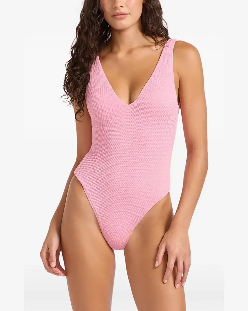 Seafolly Australia Sea Dive textured V-neck swimsuit - Rosa Rosa