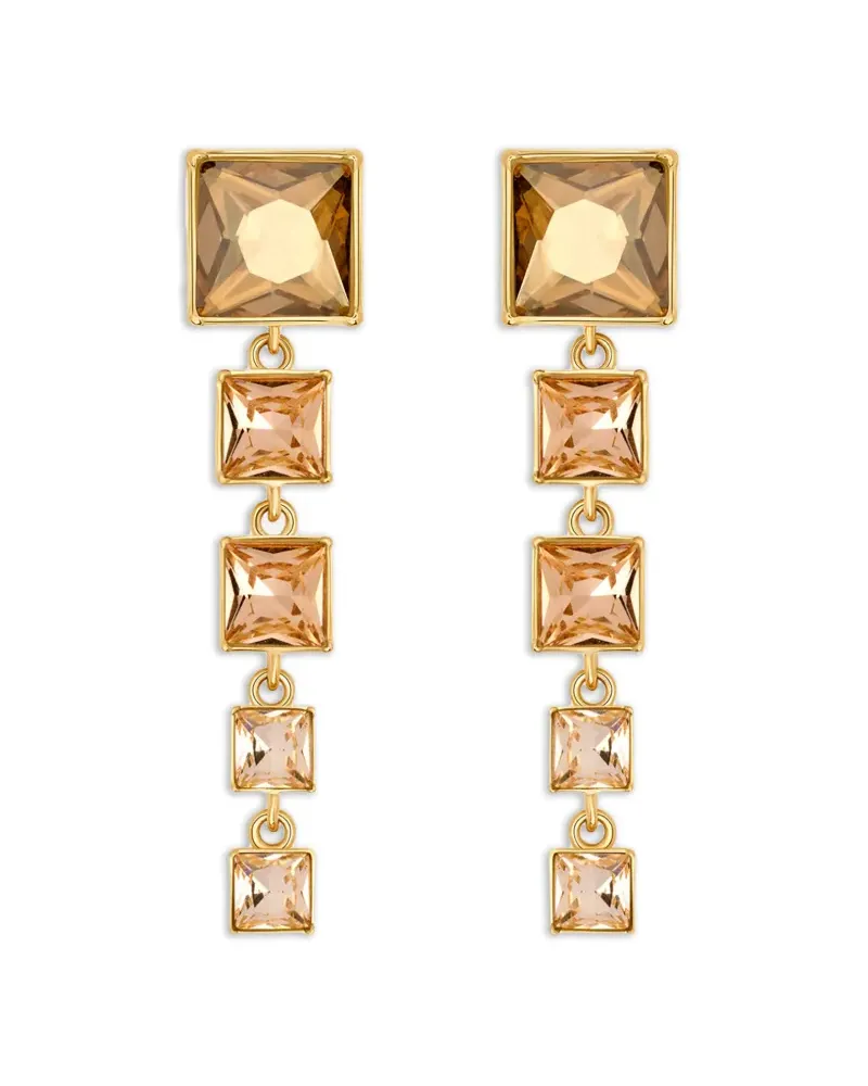 Oscar de la Renta Hänge-Ohrringe mit eckigen Strass-Steinen - Gold Gold