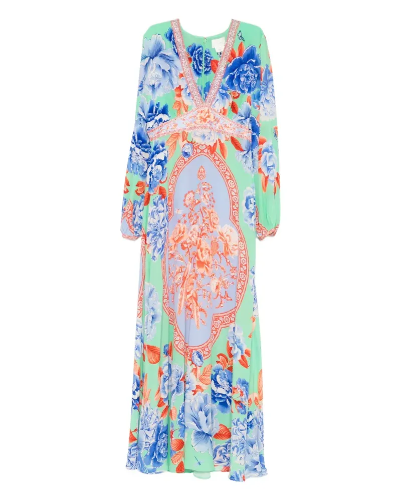 Camilla v-neck floral-print maxi dress - Blau Blau