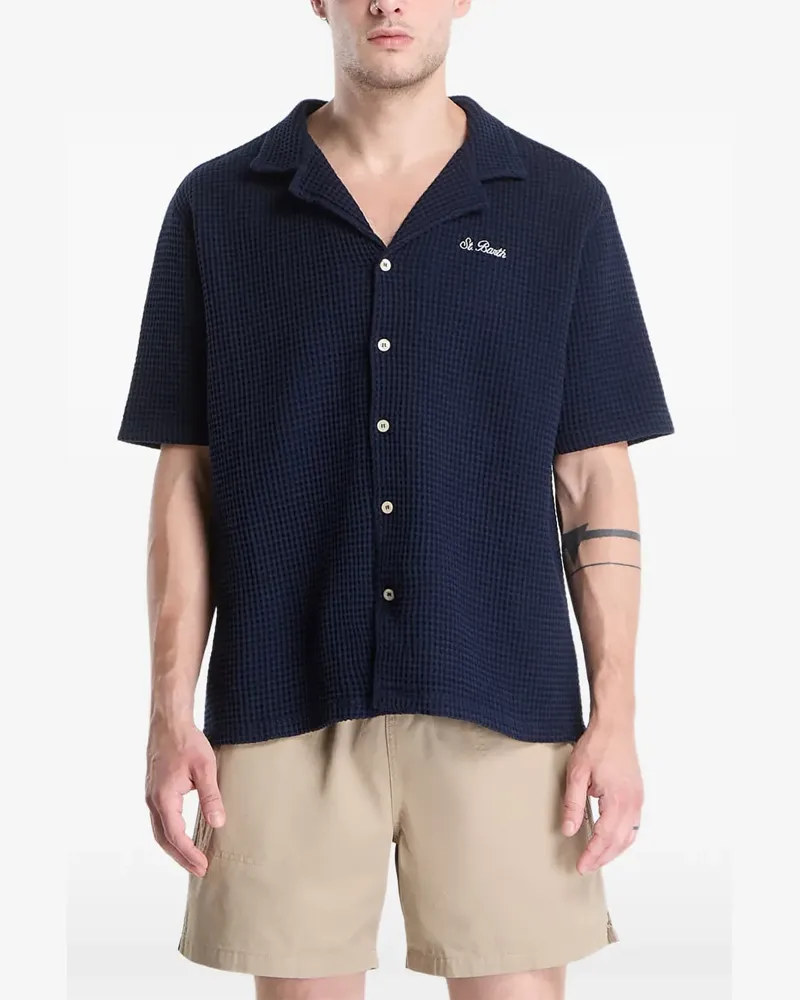 MC2 Saint Barth T-Shirt mit Waffelstrick-Muster - Blau Blau