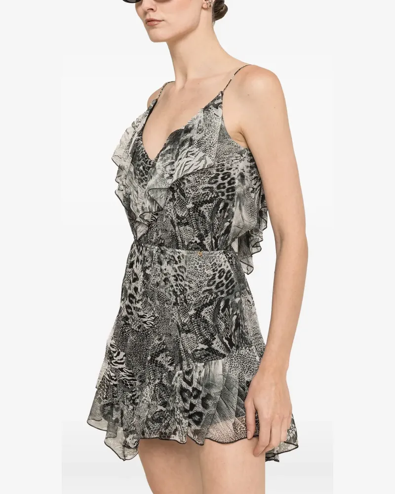 NISSA printed silk mini dress - Grau Grau