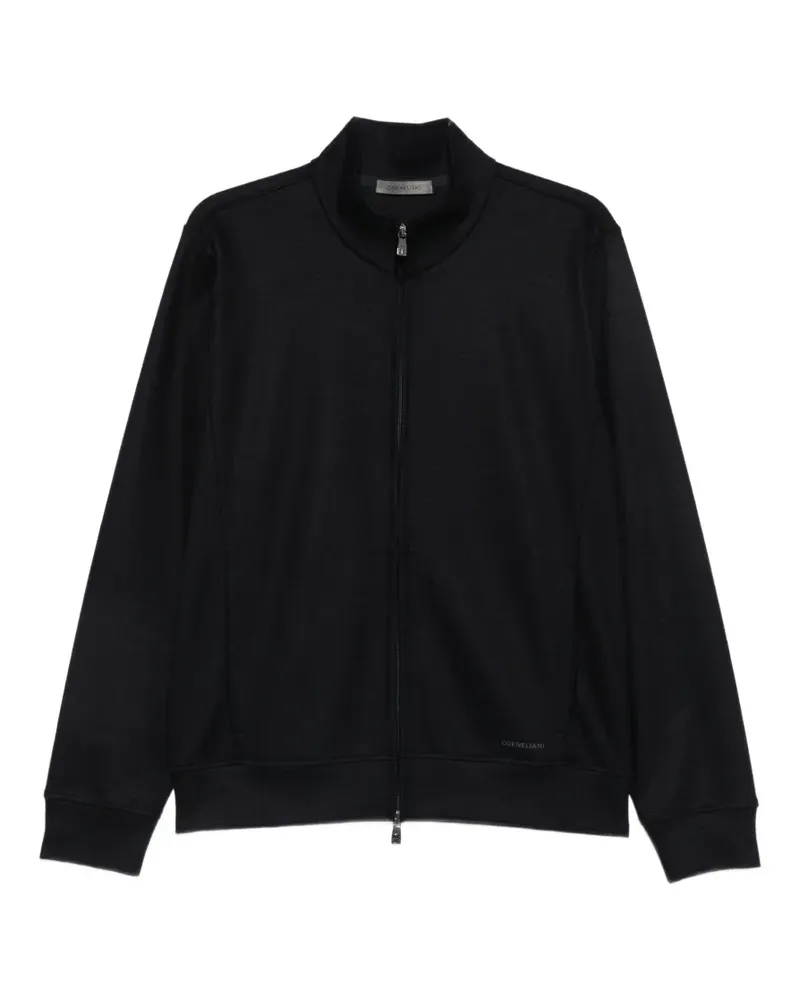 Corneliani Cardigan mit Logo-Print und Reißverschluss - Schwarz Schwarz