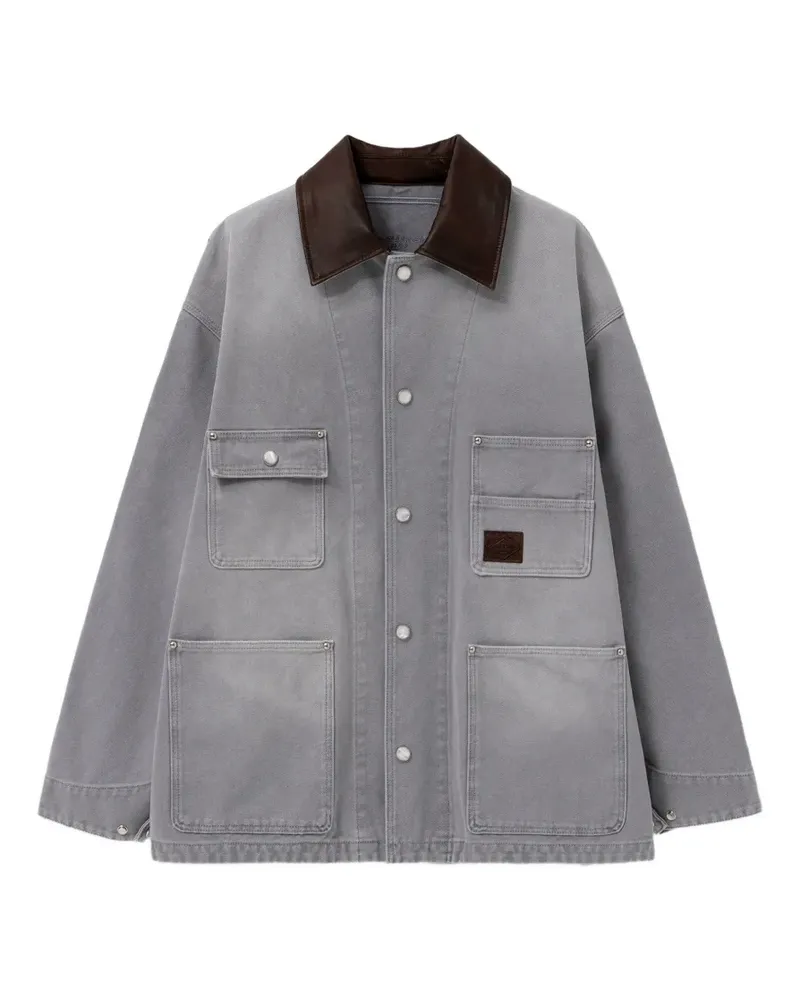 Wooyoungmi leather collar pocket jacket - Grau Grau