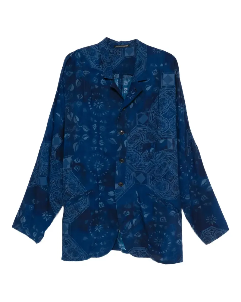 Yohji Yamamoto Jacke mit Print - Blau Blau