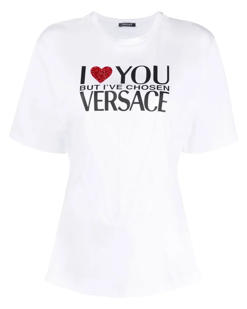 Versace T-Shirt mit Slogan-Print - Weiß Weiß