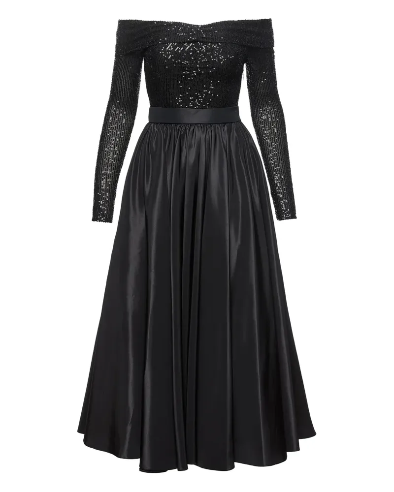 NISSA sequin off-shoulder midi dress - Schwarz Schwarz