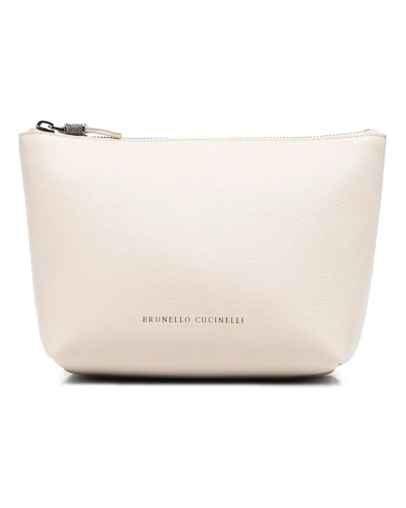 Brunello Cucinelli Clutch aus strukturiertem Leder - Nude Nude