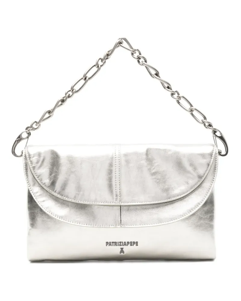 Patrizia Pepe Schultertasche im Metallic-Look - Silber Silber