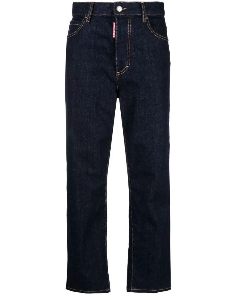 Dsquared2 Gerade Jeans mit Logo-Patch - Blau Blau
