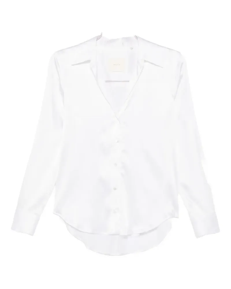 XACUS satin-finish long-sleeve shirt - Weiß Weiß