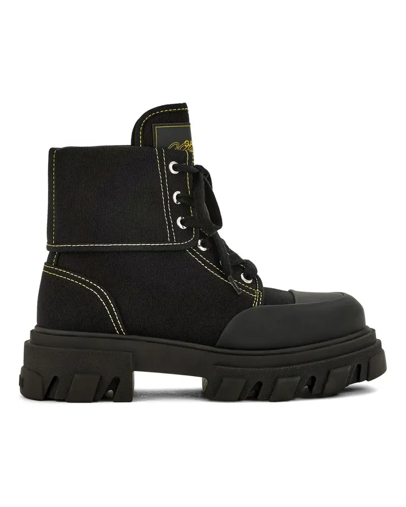 Ganni Trail Bikerstiefel mit Kontrastnaht - Schwarz Schwarz