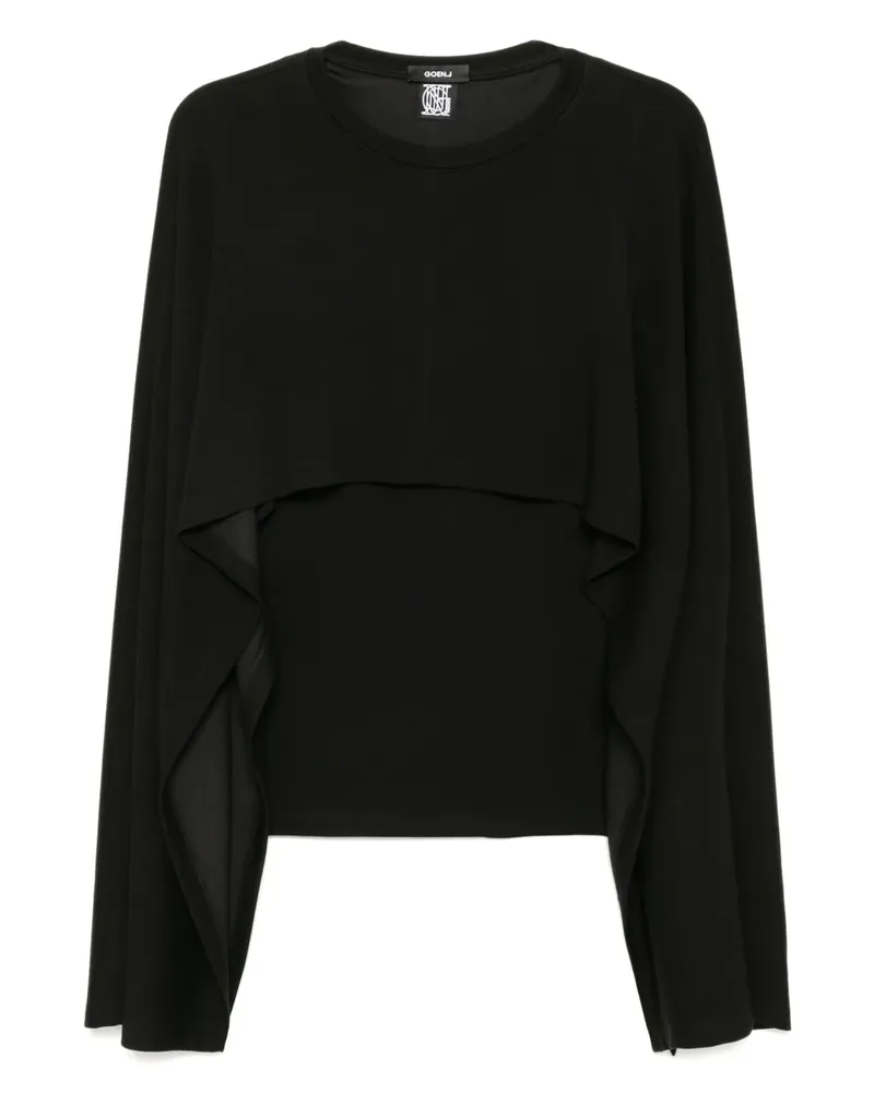 GOEN.J Geripptes Top im Cape-Stil - Schwarz Schwarz