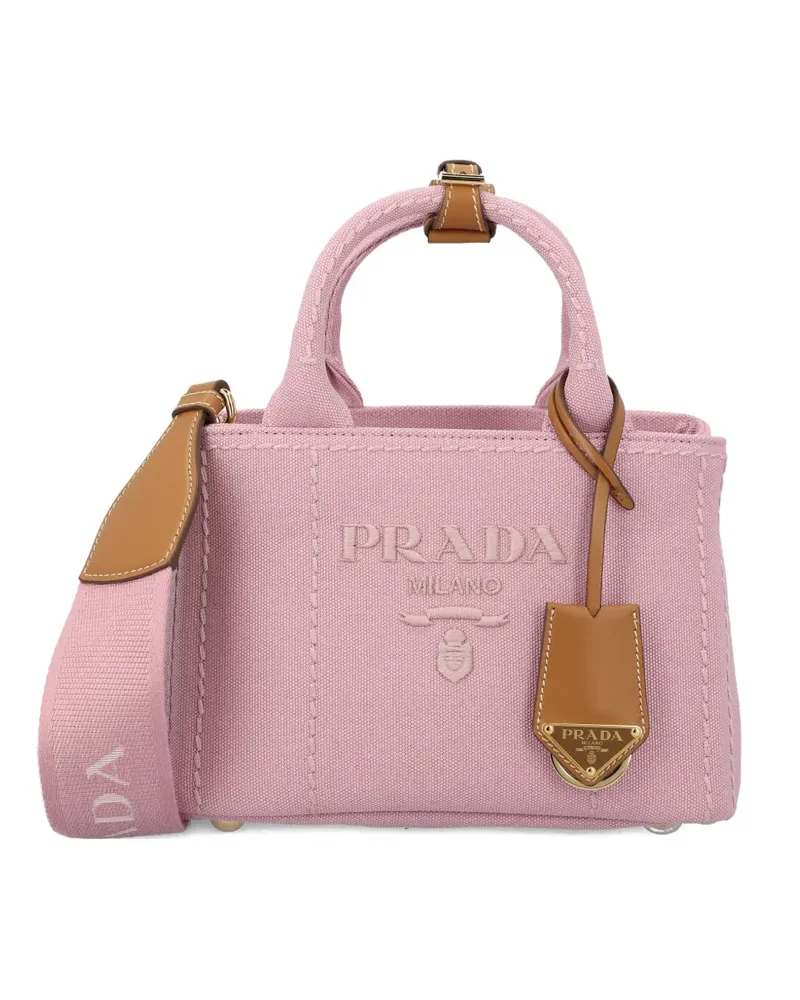 Prada embroidered handle cotton handbag - Rosa Rosa