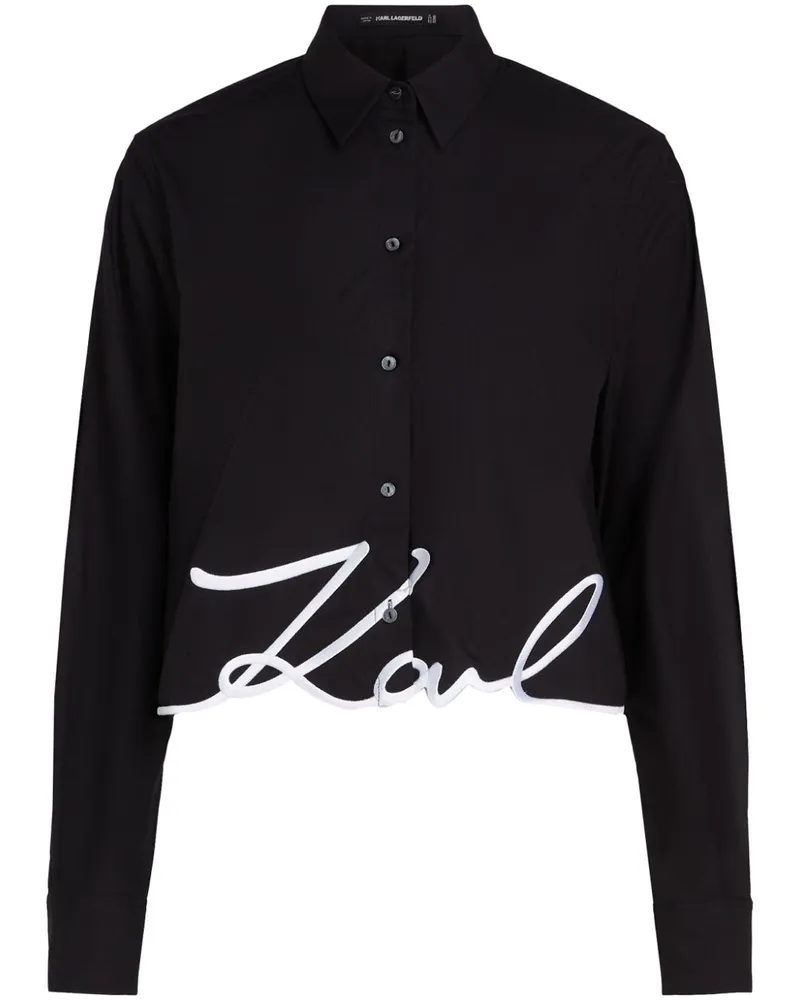 Karl Lagerfeld Signature Seidenhemd - Schwarz Schwarz