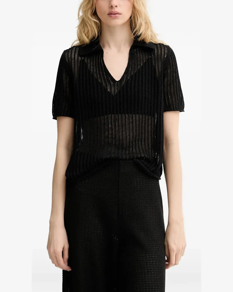 Marc O'Polo open-knit polo shirt - Schwarz Schwarz