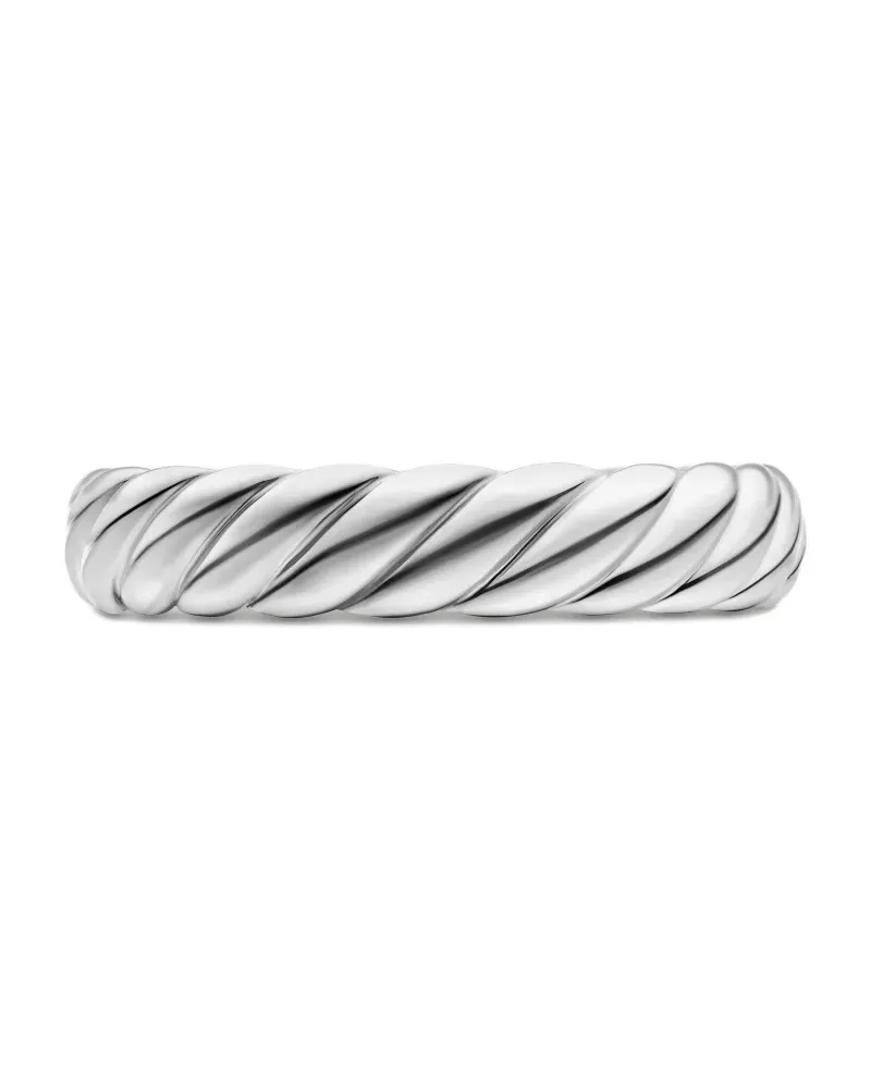 David Yurman 18kt Sculpted Cable Weißgoldring mit Diamanten 4,6mm - Silber Silber