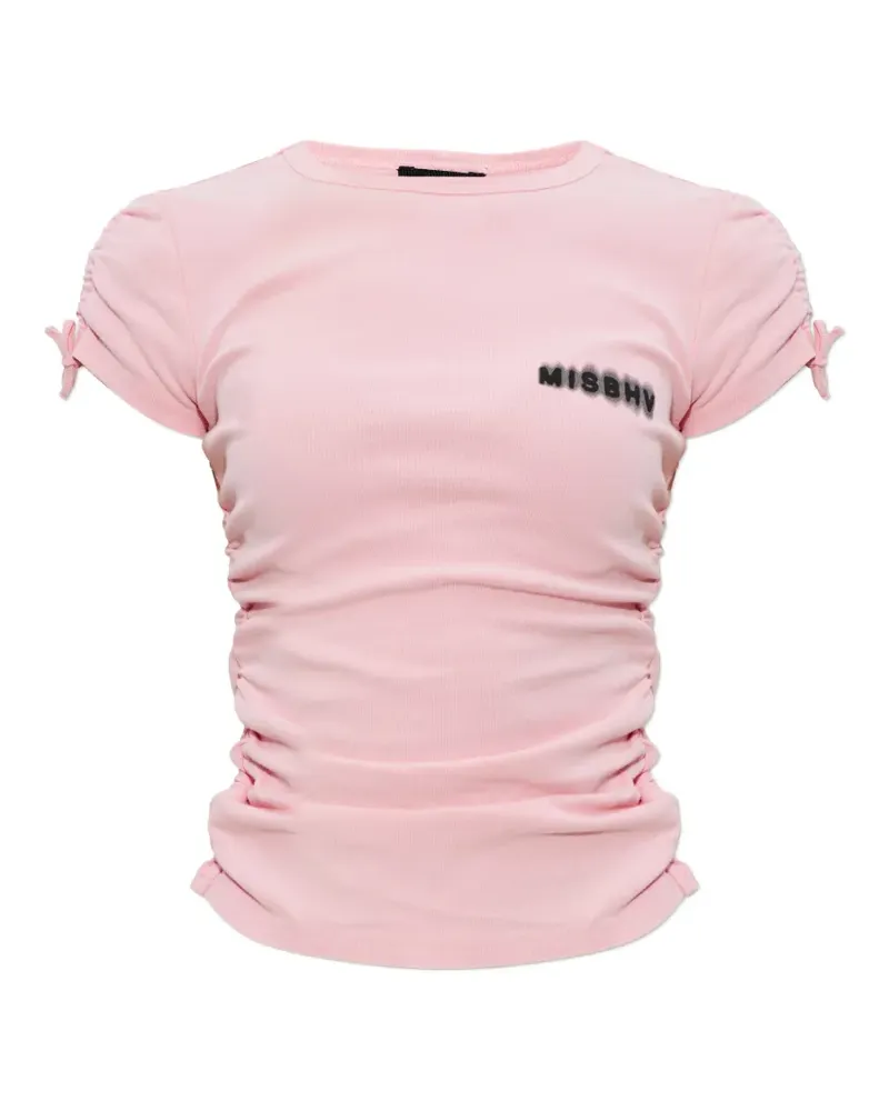 MISBHV ruched-detail T-shirt - Rosa Rosa