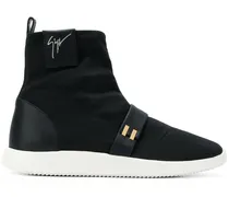 High-Top-Sneakers mit Lederband - Schwarz
