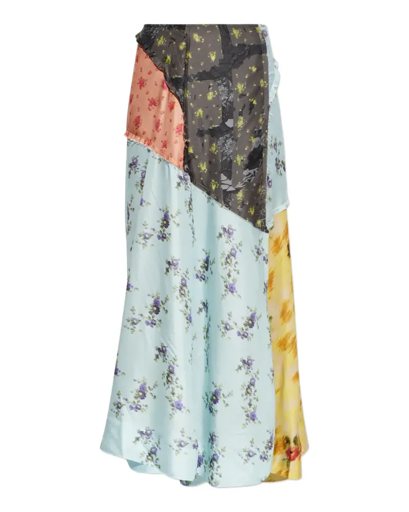 Ganni patchwork floral-print skirt - Blau Blau