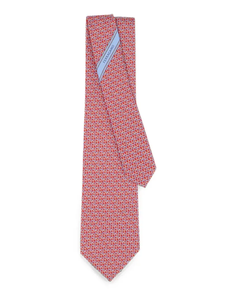 Ferragamo Seidenkrawatte mit Gancini-Print - Rot Rot